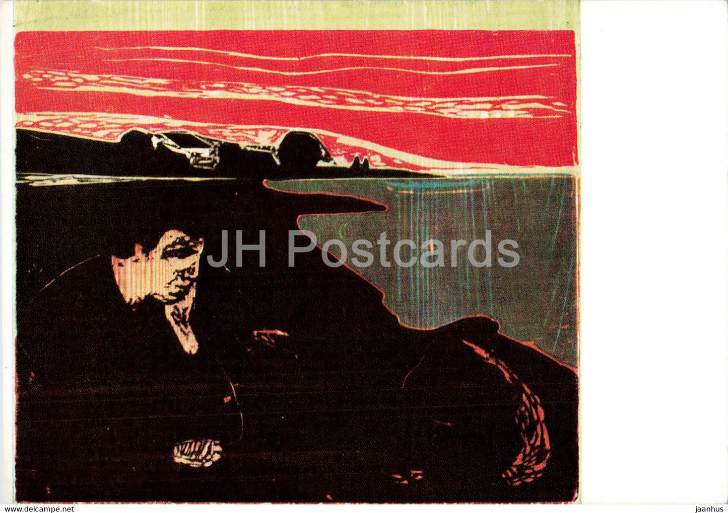 painting by Edvard Munch - Abend - Evening - Norwegian art - Germany - unused - JH Postcards