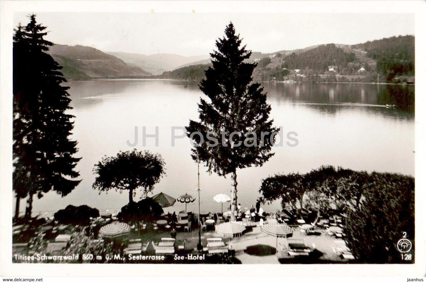 Titisee Schwarzwald 860 m - Seeterrasse - See Hotel - old postcard - 1953 - Germany - used - JH Postcards