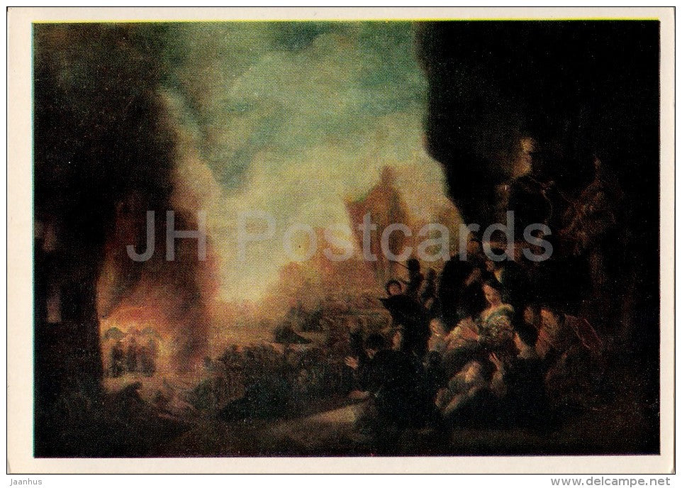 painting by Samuel Dirksz van Hoogstraten - Three children at a fire-place - Dutch art - 1982 - Russia USSR - unused - JH Postcards