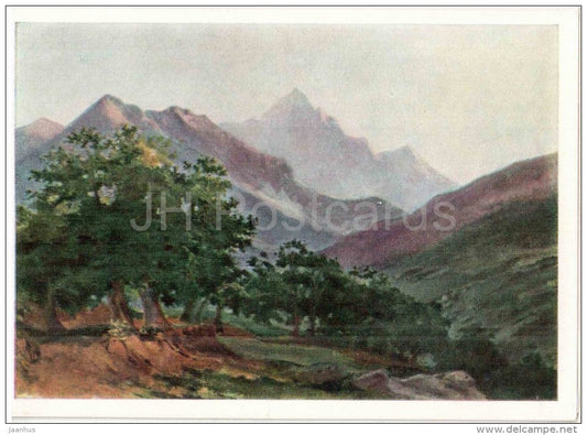 painting by N. Ge - Oaks in the mountains of Carrara , 1868 - russian art - unused - JH Postcards