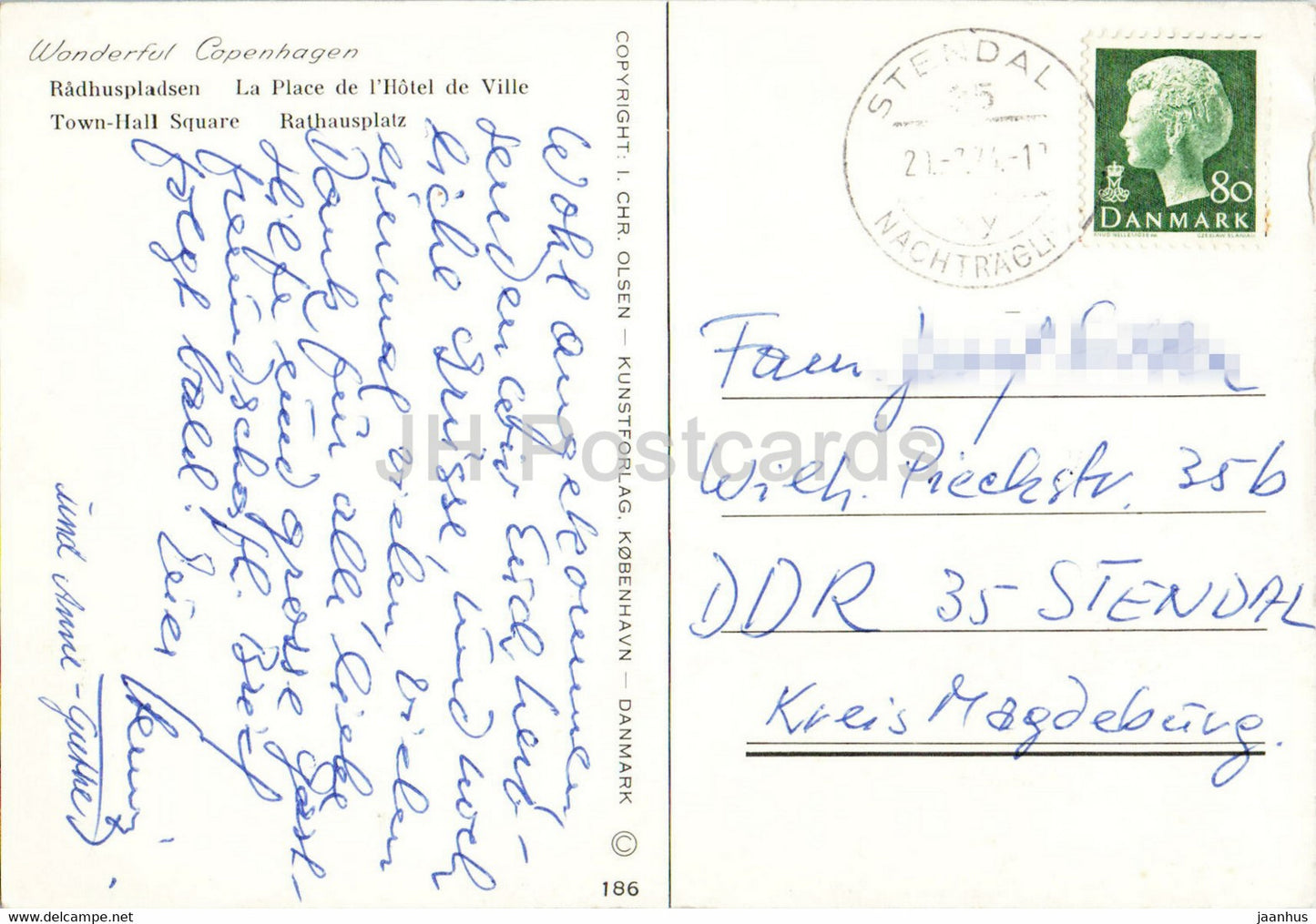 Kopenhagen – Rathausplatz – 186 – 1974 – Dänemark – gebraucht