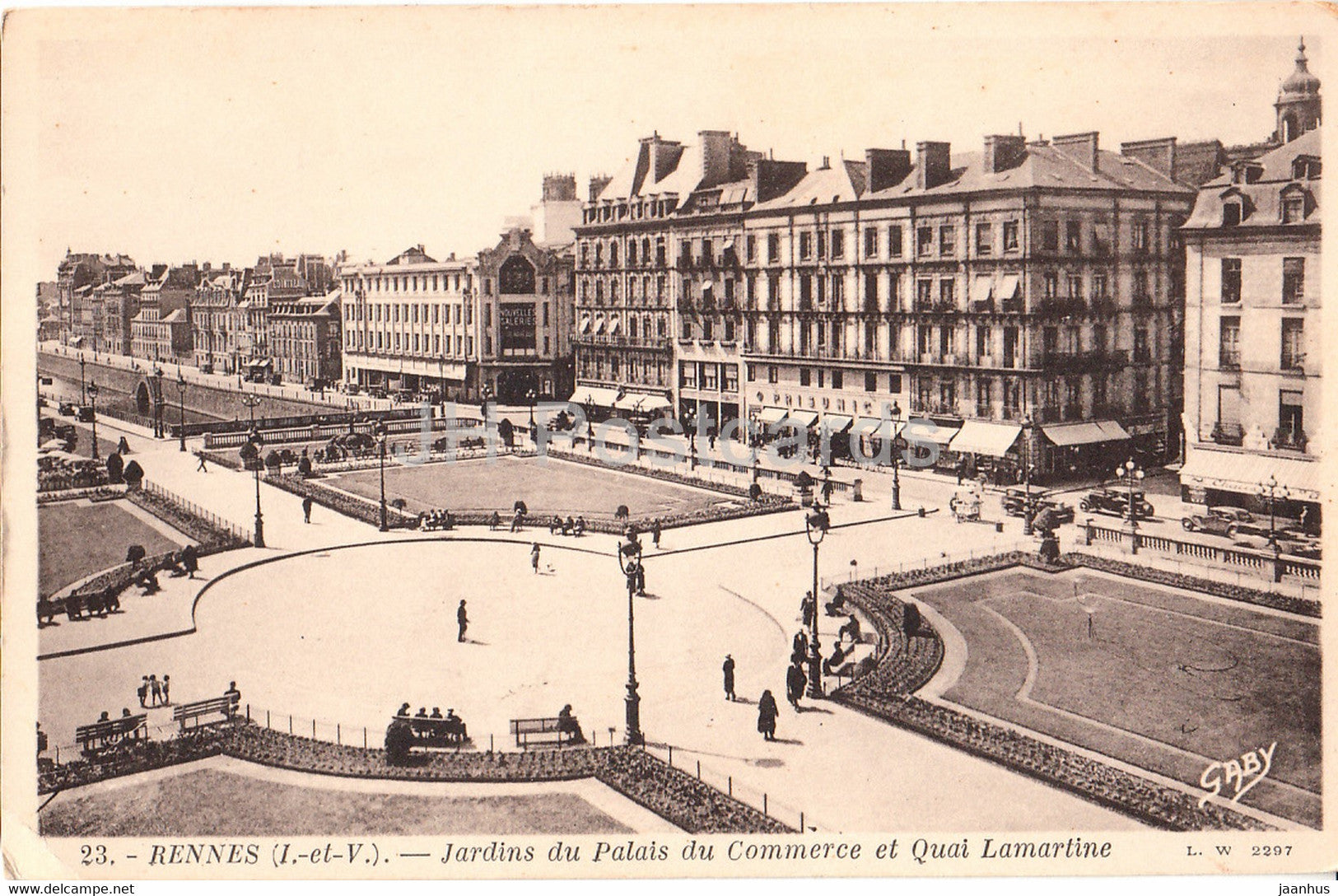 Rennes - Jardins du Palais du Commerce et Quai Lamartine - 23 - old postcard - France - unused - JH Postcards