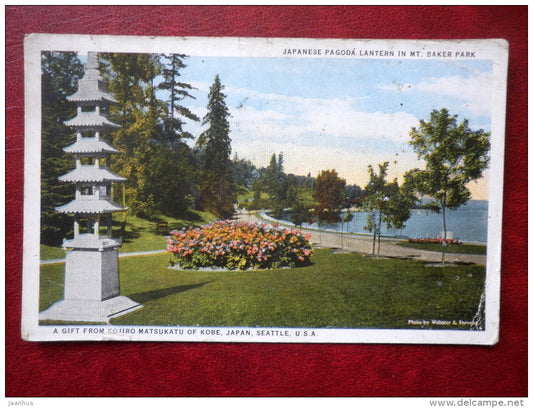 A gift from Kojiro Matsukatu of Kobe (Japan), Seattle - Japanese pagoda lantern - sent to Estonia in 1924 - USA - used - JH Postcards