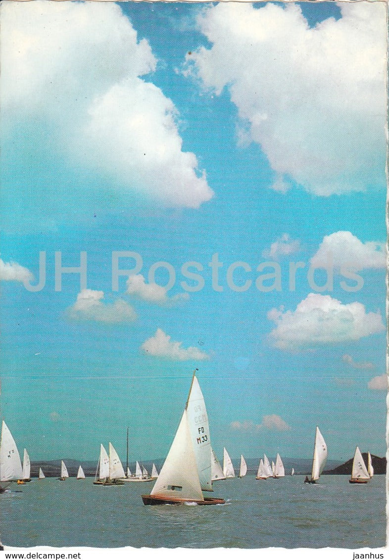 Greetings from the lake Balaton - sailing boat - 1976 - Hungary - used - JH Postcards