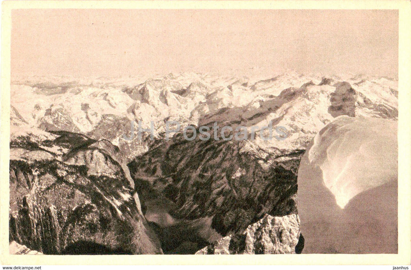 Blick vom Watzmann Hocheck auf Konigssee und Funtensee - old postcard - Germany - used - JH Postcards