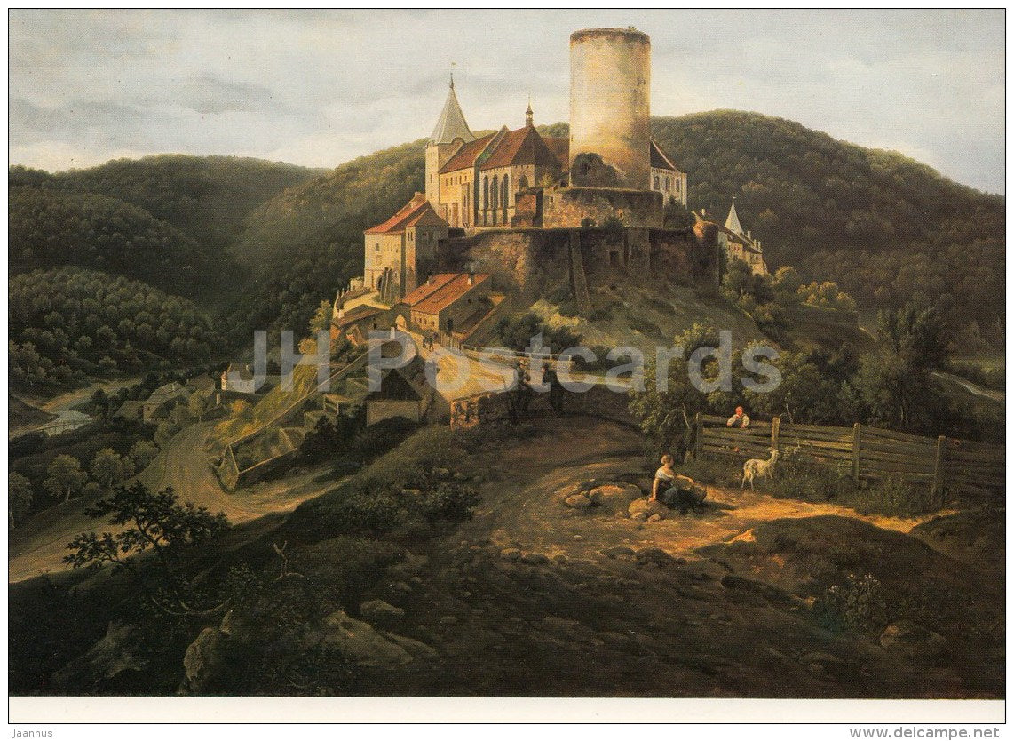 painting by Antonin Manes - Krivoklat , 1842 - Czech art - large format card - Czech - unused - JH Postcards