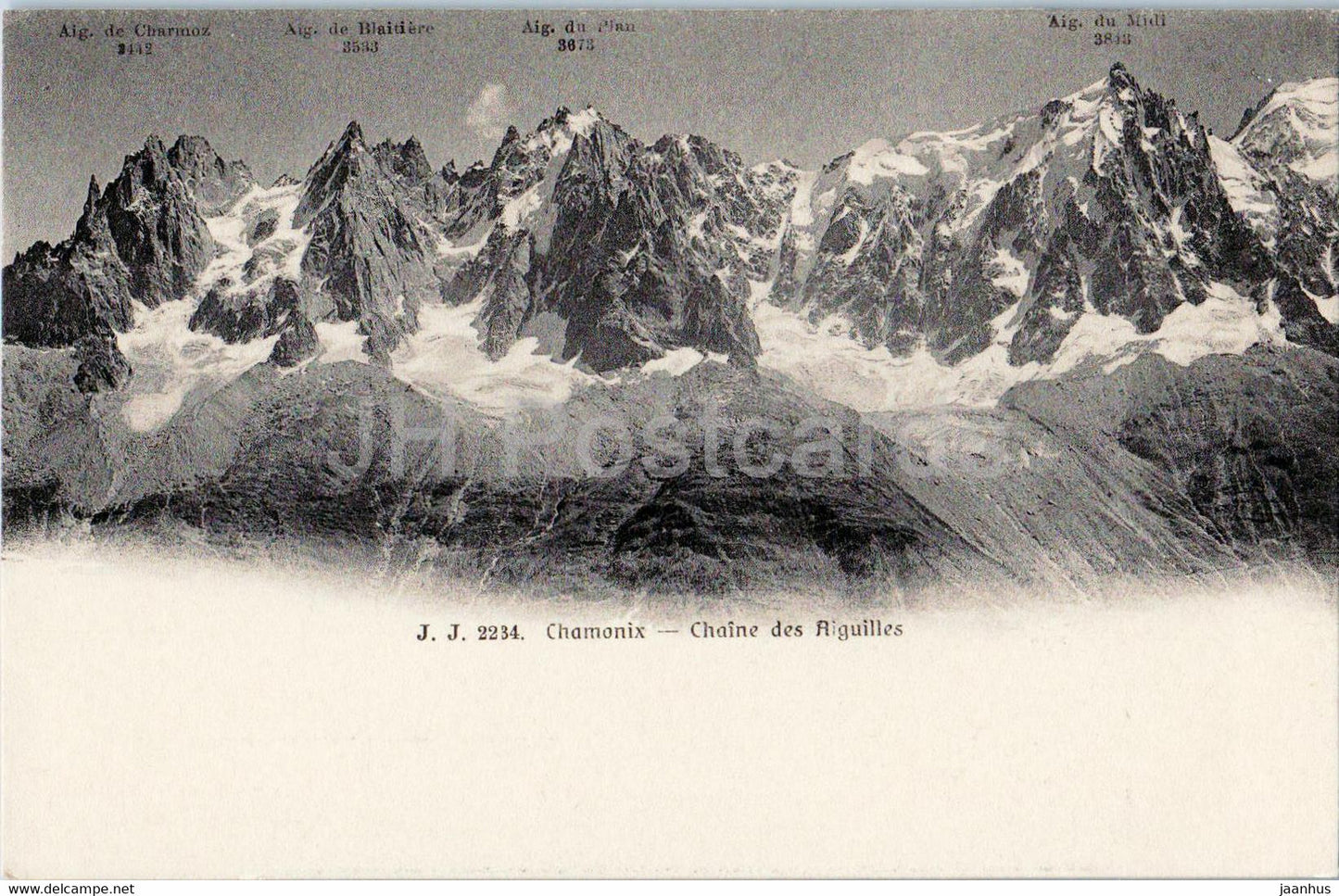 Chamonix - Chaine des Aiguilles - 2234 - old postcard - France - unused - JH Postcards