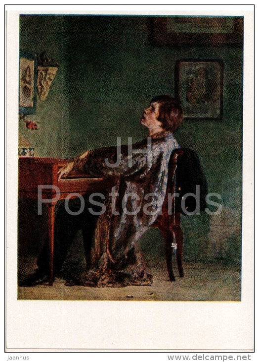 painting by A. Shurygin - Understand Me , 1867 - Harpsichord - russian art - unused - JH Postcards
