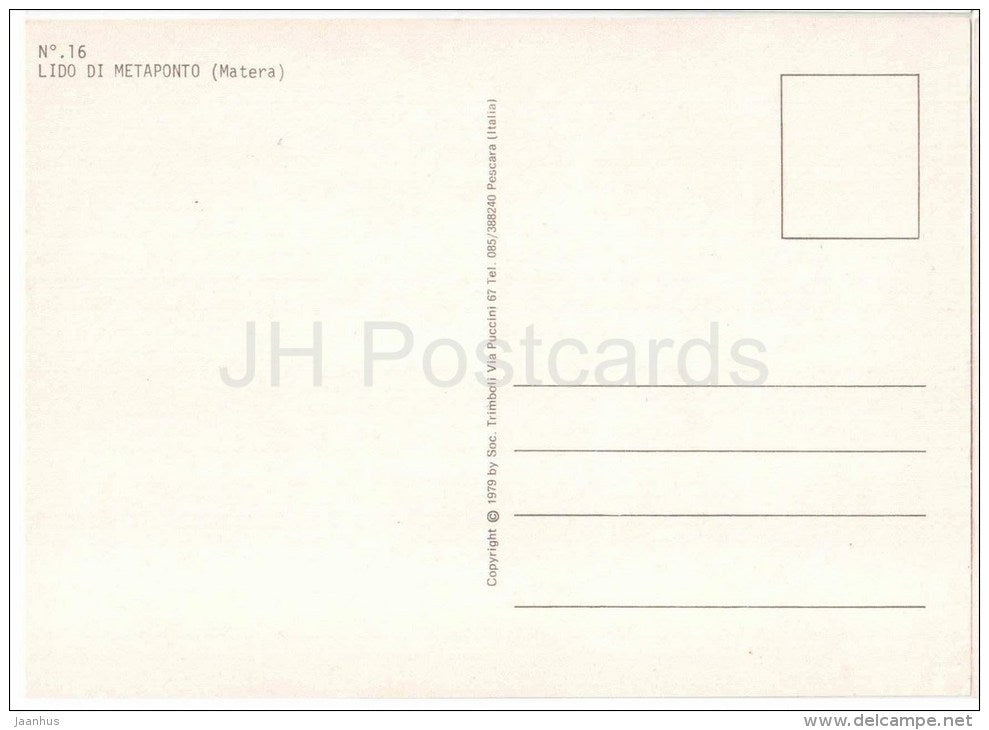Lido de Metaponto - Matera - No. 16 - Italia - Italy - unused - JH Postcards