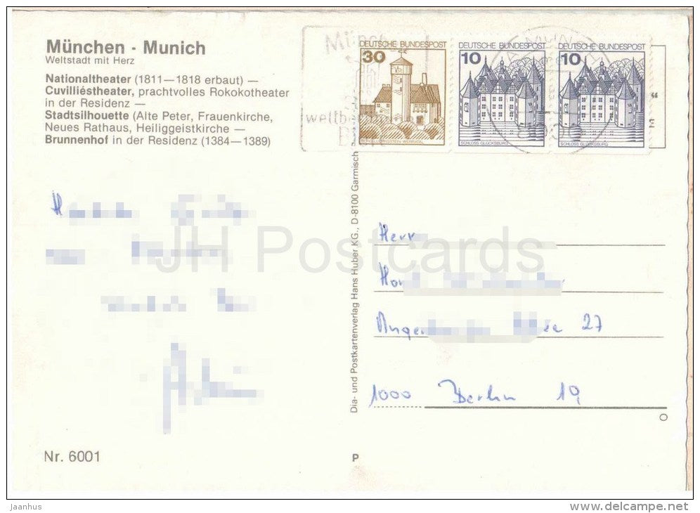 München - National- und Cuvilles Theater - theatre - 6001 - Germany - gelaufen - JH Postcards