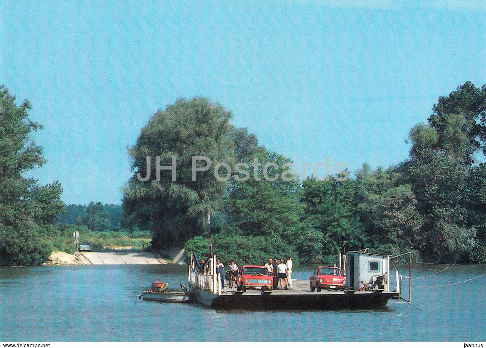Tiszacsege - Komp - Ferry - car Zhiguli - Zaporozhets - Hungary - unused - JH Postcards