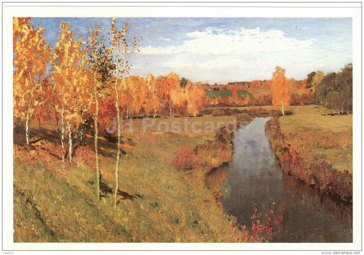painting by Isaac Levitan - Golden Autumn , 1895 - river - large format postcard - russian art - unused - JH Postcards