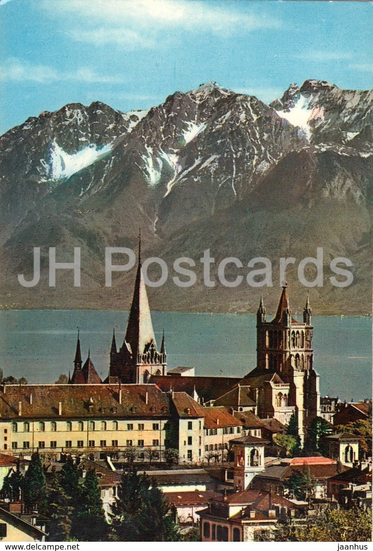 Lausanne Ouchy - La Cathedrale et les Alpes de Savoie - cathedral - 652 - Switzerland - unused - JH Postcards