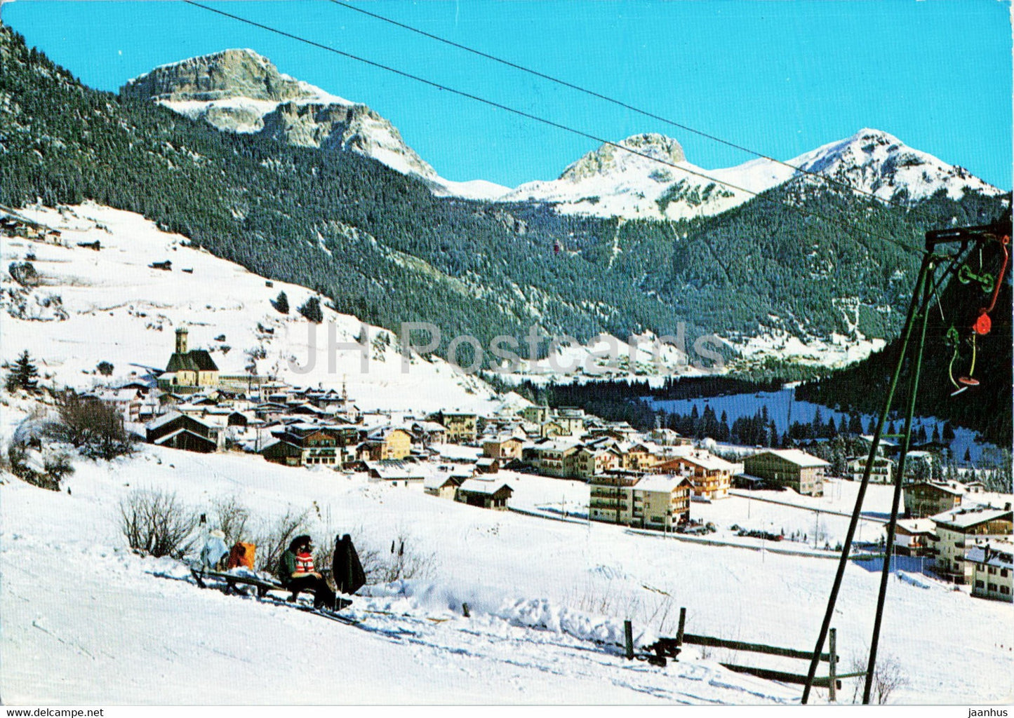 Campitello 1448 m - Val di Fassa - Dolomiti - Panorama verso il Pordoi - 1976 - Italy - used - JH Postcards