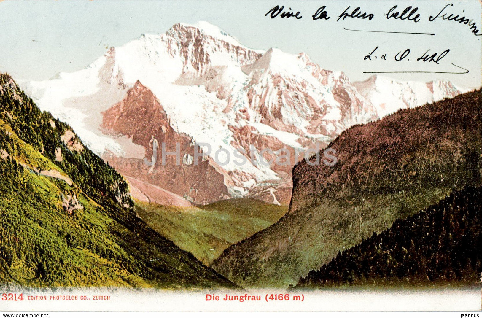 Die Jungfrau 4166 m - 3214 - old postcard - Switzerland - used - JH Postcards