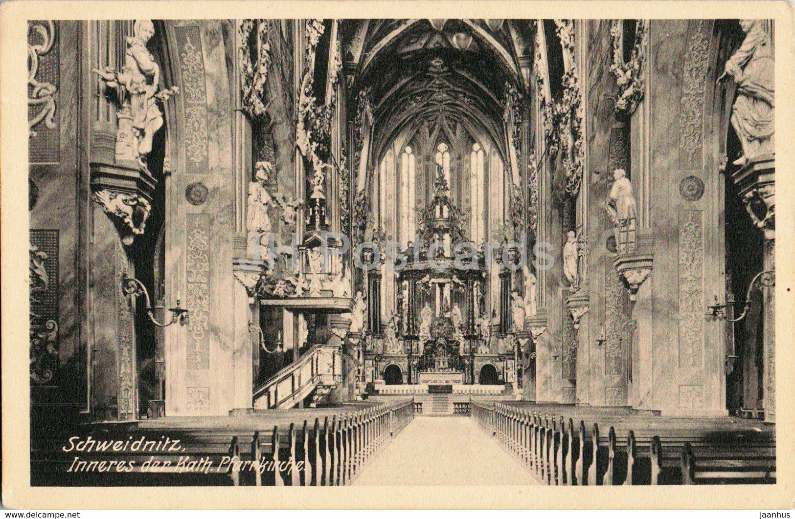 Schweidnitz - Swidnica - Inneres der Kath Pfarrkirche - church - old postcard - Poland - unused - JH Postcards