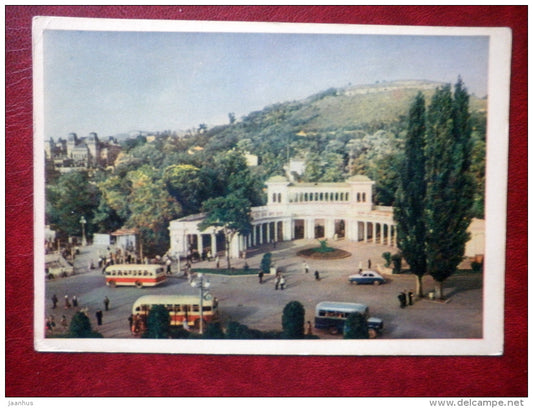 entrance to the park - Kislovodsk - bus - 1954 - Russia USSR - unused - JH Postcards
