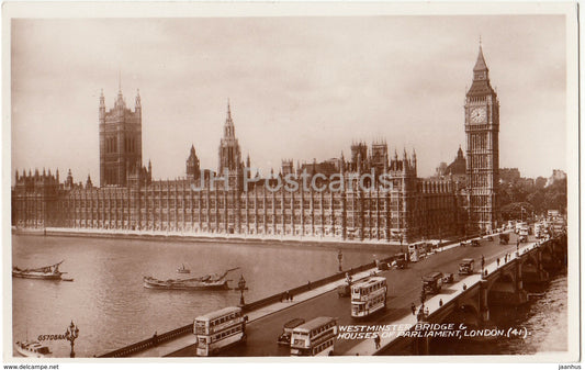 London - Westminster Bridge and Houses of Parliament - bus - 41 - United Kingdom - England - unused - JH Postcards