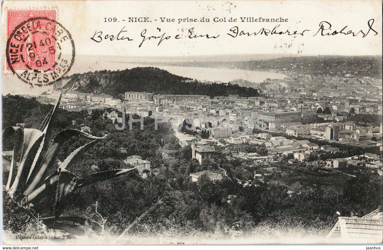 Nice - Vue prise du Col de Villefranche - 109 - old postcard - 1904 - France - used - JH Postcards
