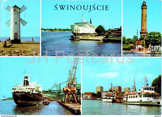 Swinoujscie - ship Wawel - lighthouse - multiview - Poland - unused - JH Postcards