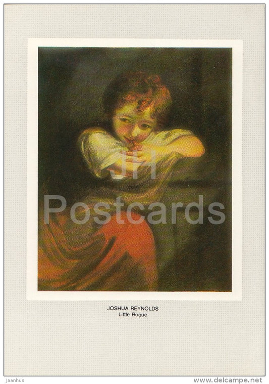 painting by Joshua Reynolds - Little Rogue - English art - 1985 - Russia USSR - unused - JH Postcards