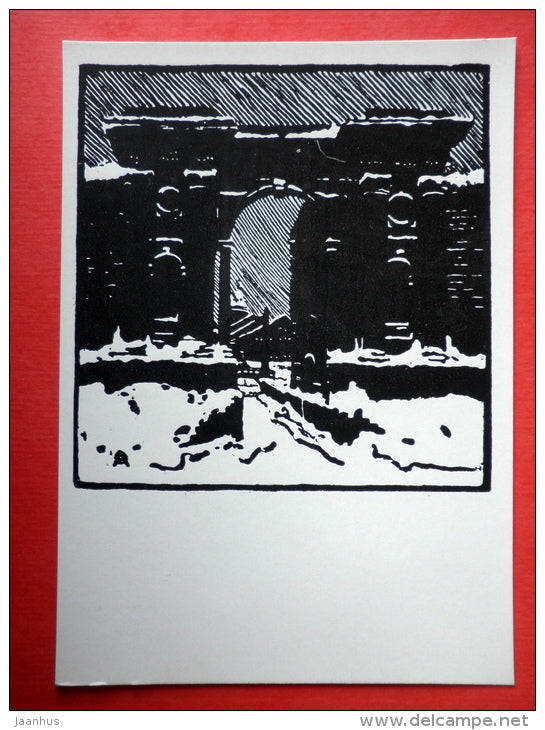 engraving by Anna Ostroumova-Lebedeva - Novaya Gollandiya , 1902 - St. Petersburg - Leningrad - russian art - unused - JH Postcards