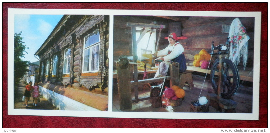Museum of Wooden Architecture and Peasant Life - Weaving Room - spinning wheel - Suzdal - 1978 - Russia USSR - unused - JH Postcards