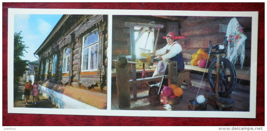 Museum of Wooden Architecture and Peasant Life - Weaving Room - spinning wheel - Suzdal - 1978 - Russia USSR - unused - JH Postcards