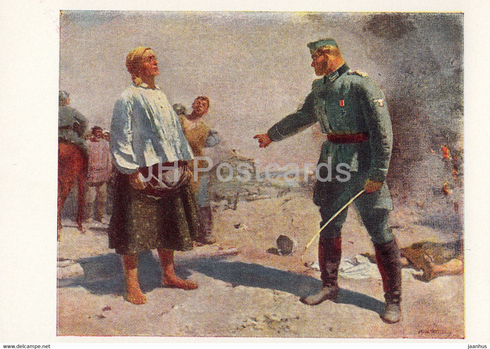 painting by S. Gerasimov - Partizan's Mother - Nazi - German officer - Russian art - 1965 - Russia USSR - unused - JH Postcards