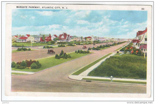 Margate Parkway , Atlantic City , New Jersey - old cars - 60 - old postcard - USA - unused - JH Postcards
