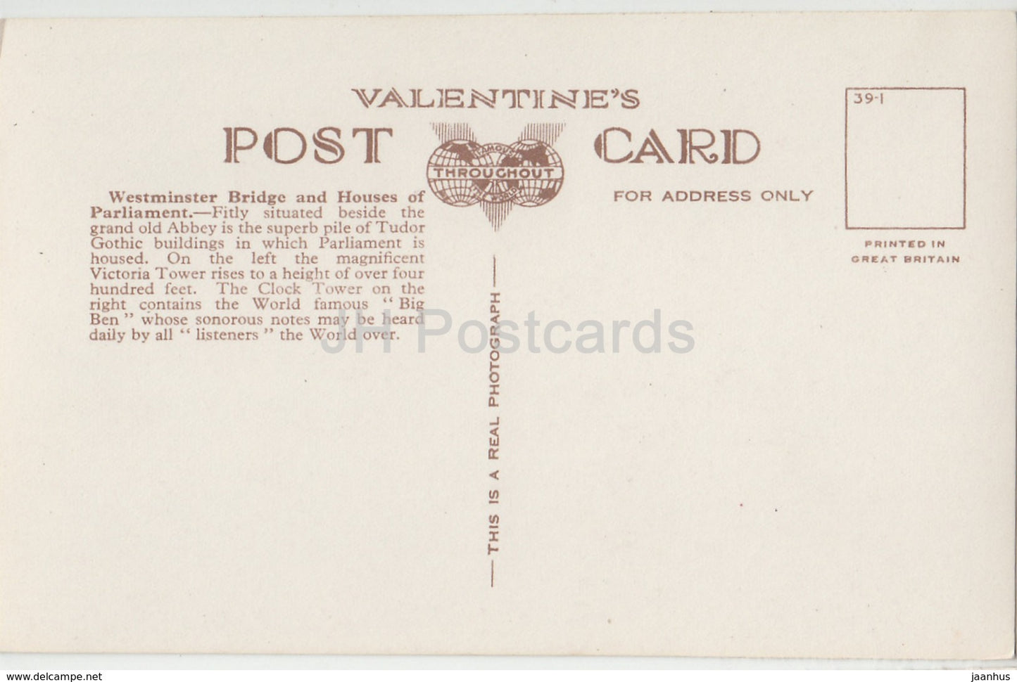 London - Westminster Bridge and Houses of Parliament - bus - 41 - United Kingdom - England - unused