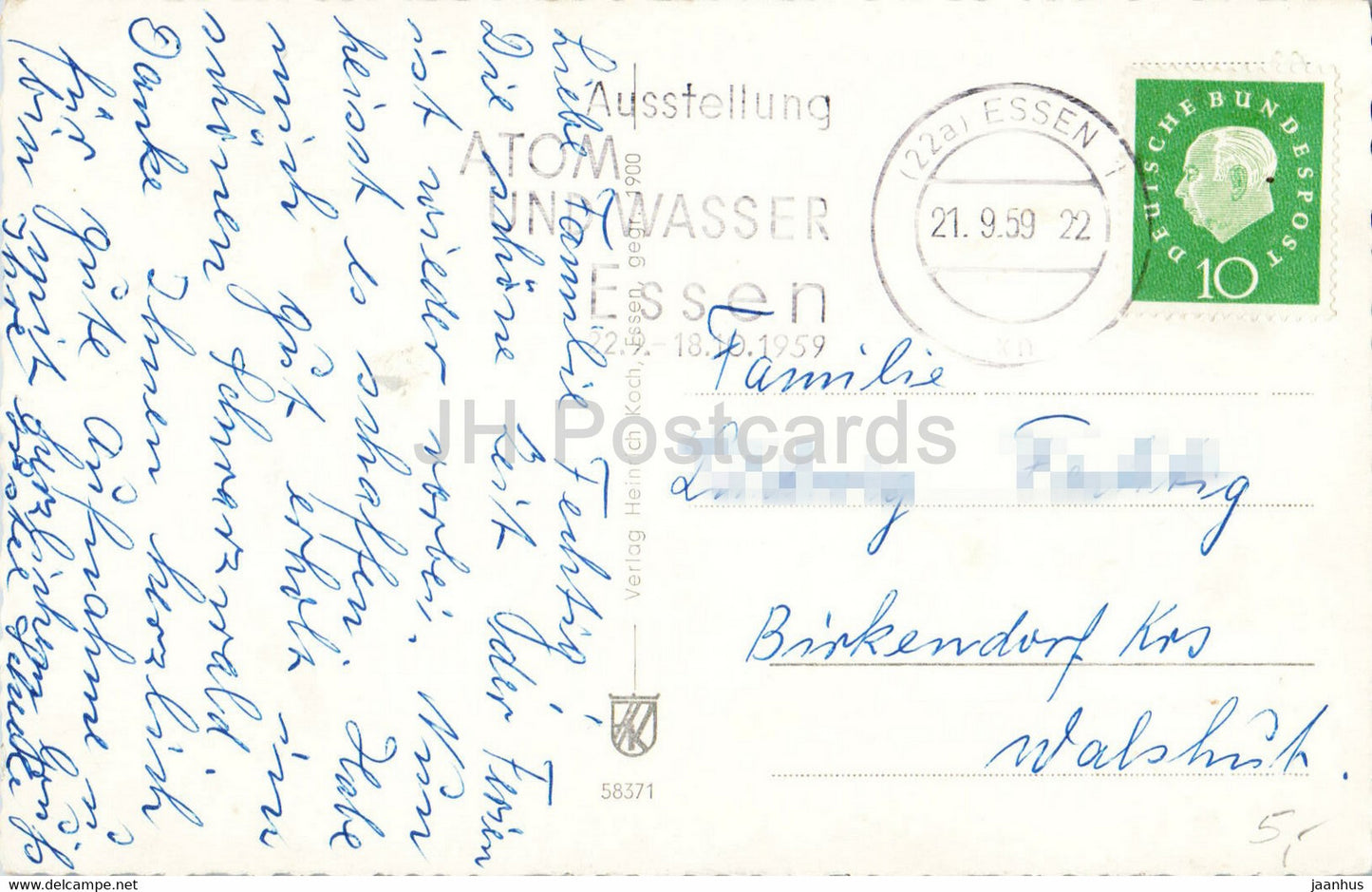 Gruss aus Essen - Hauptpost - Freiheit - Villa Hugel - carte postale ancienne - 1959 - Allemagne - utilisé