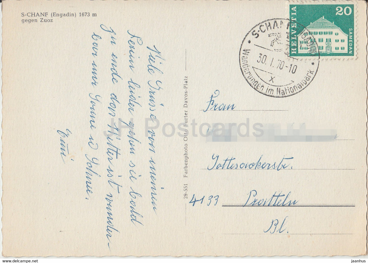 S Chanf - Engadin 1673 m gegen Zuoz - 1970 - Suisse - occasion