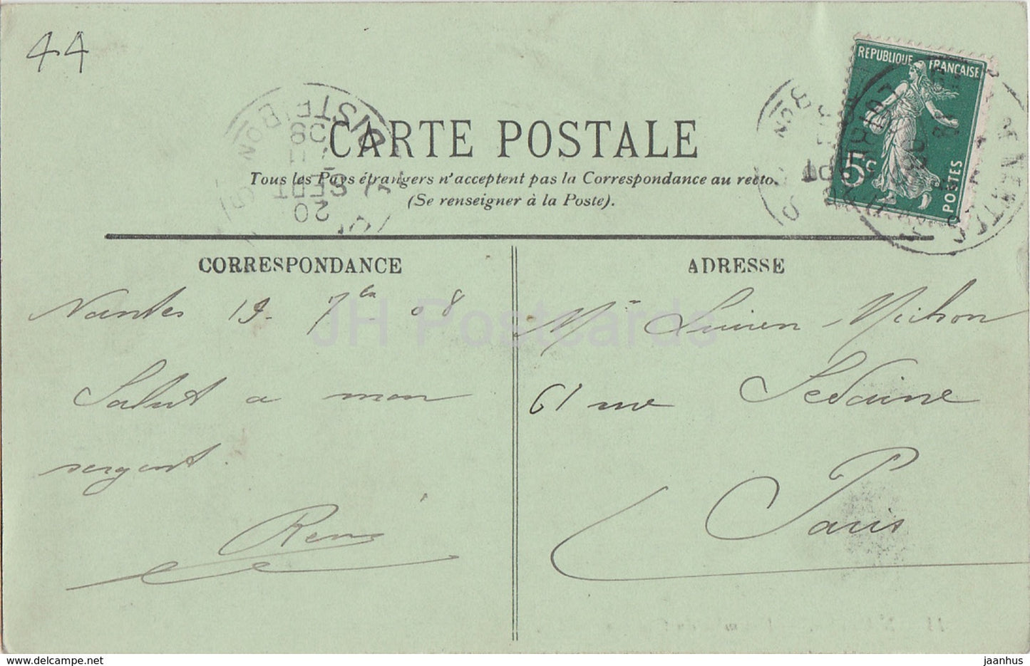 Nantes - Ensemble du Chateau - boat - castle - 11 - old postcard - 1908 - France - used