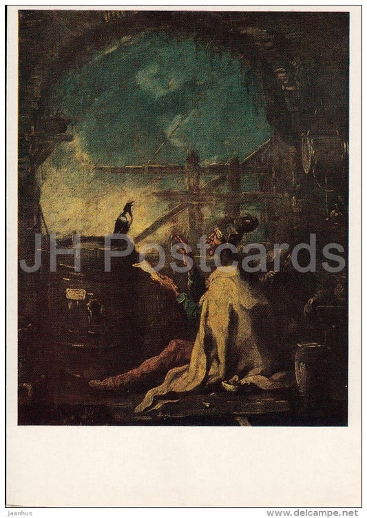 painting by Alessandro Magnasco - Training magpie - Italian art - Russia USSR - 1985 - unused - JH Postcards