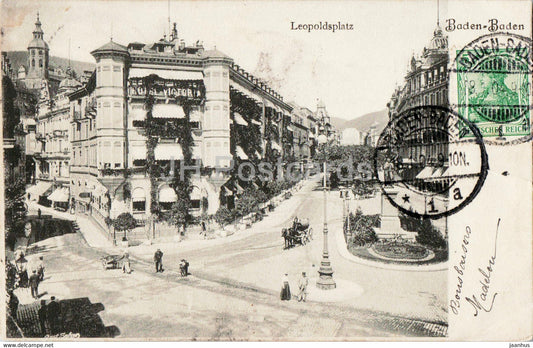 Baden Baden - Leopoldsplatz - old postcard - 1904 - Germany - used - JH Postcards