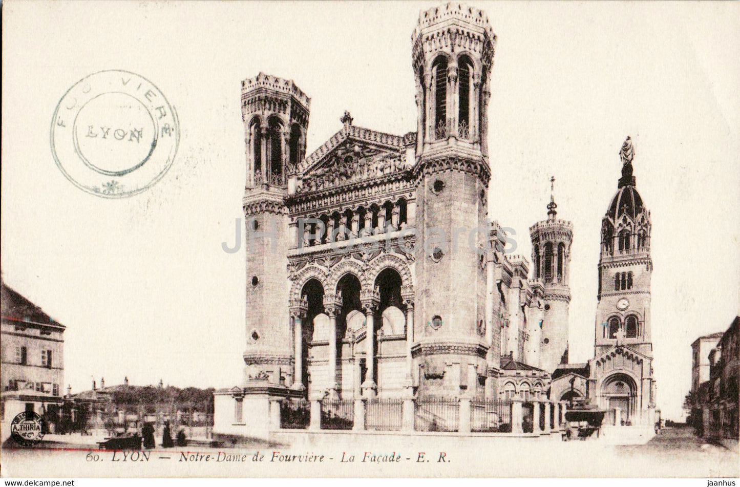 Lyon - Notre Dame de Fourviere - La Facade - 60 - old postcard - France - unused - JH Postcards