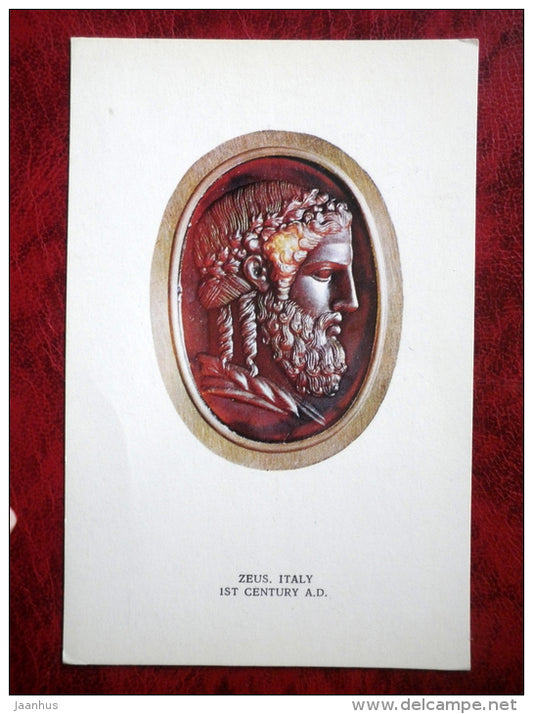 Antique Intaglio - Zeus - Italy . 1st century AD - antique art - unused - JH Postcards