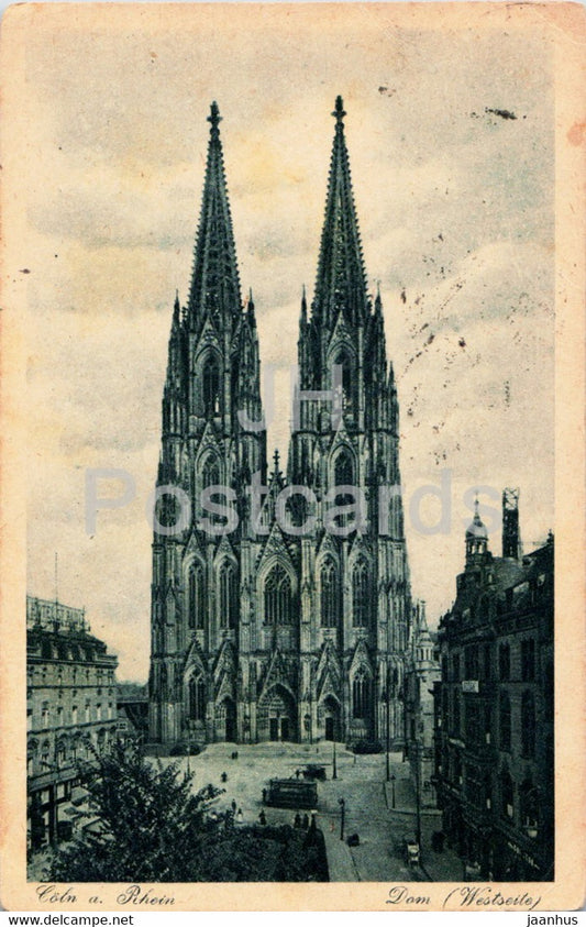 Koln a Rhein - Dom - Westseite - cathedral - old postcard - Germany - used - JH Postcards