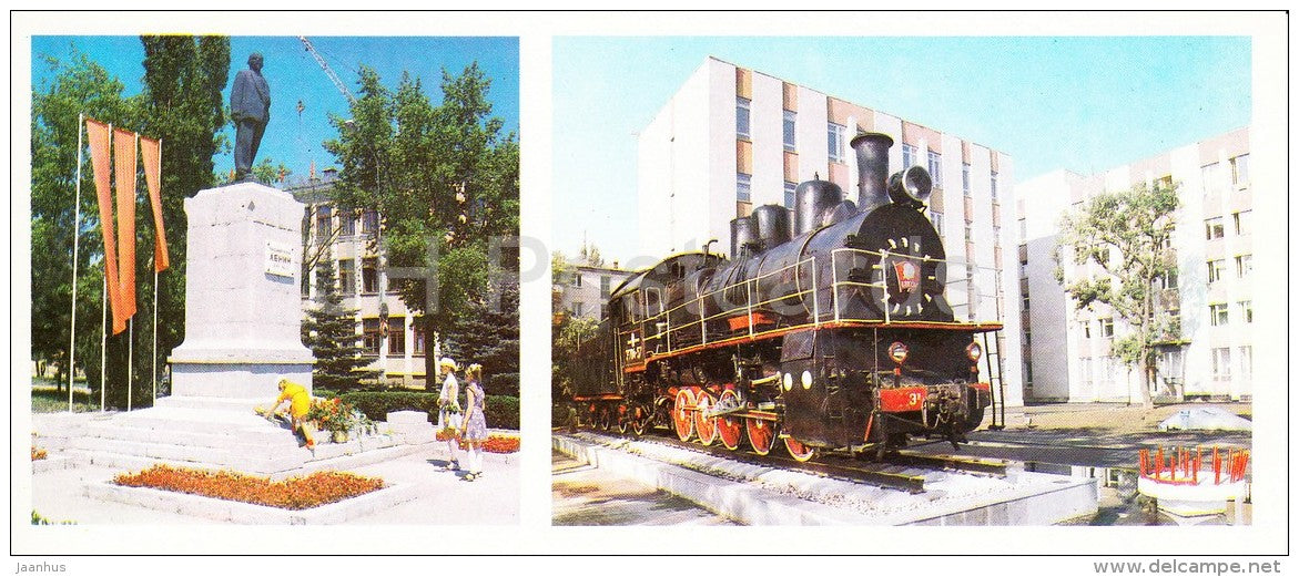 monument to Lenin - locomotive monument - Mineralnye Vody - Russia USSR - 1986 - unused - JH Postcards