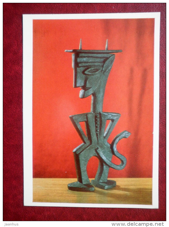 Candlestick by L. Strioga , Lithuania - Devils of the World - 1971 - Lithuania USSR - unused - JH Postcards