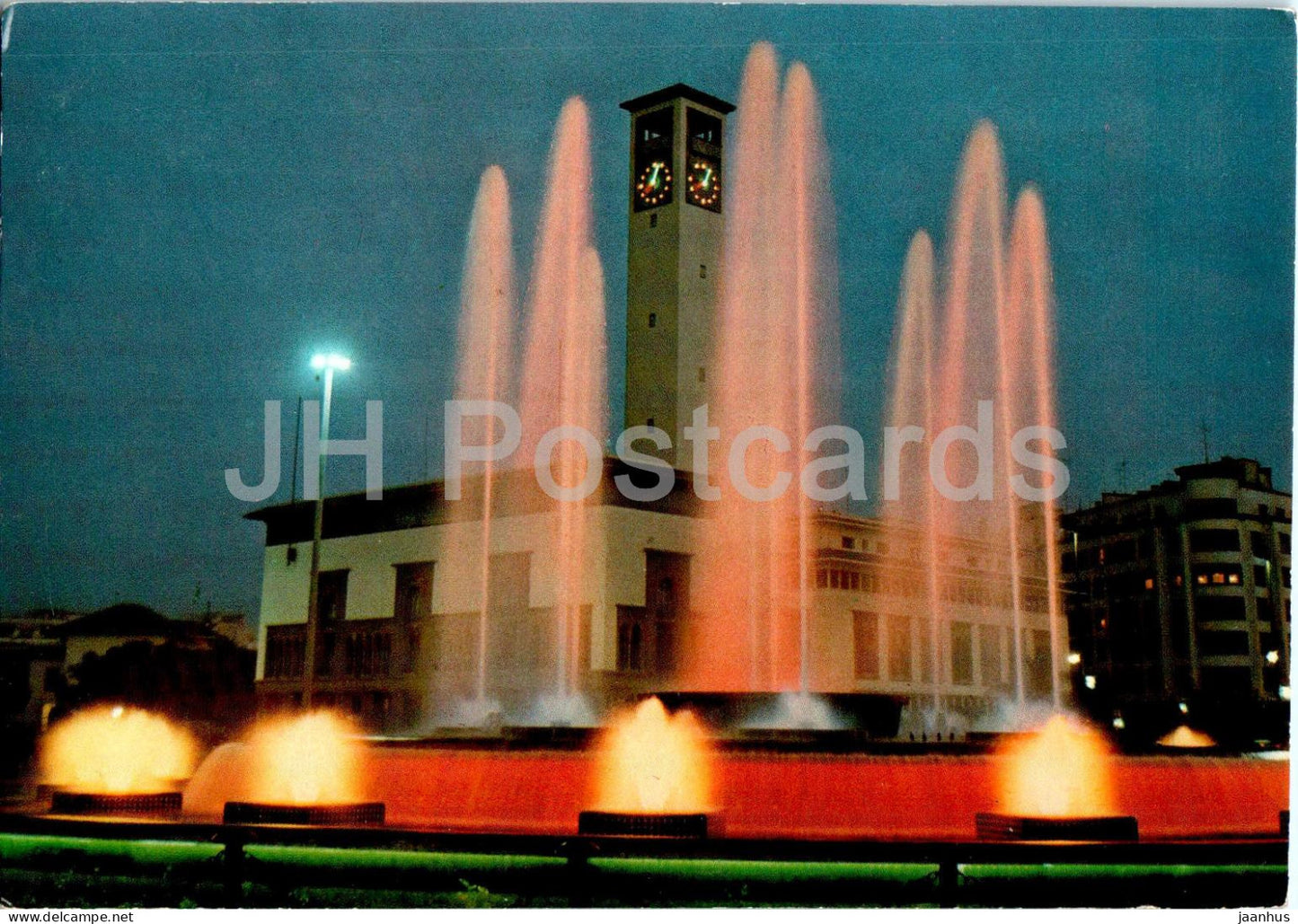 Casablanca - Illuminated Musical Fountain - United Nations Square - 87 - 1985 - Morocco - used - JH Postcards