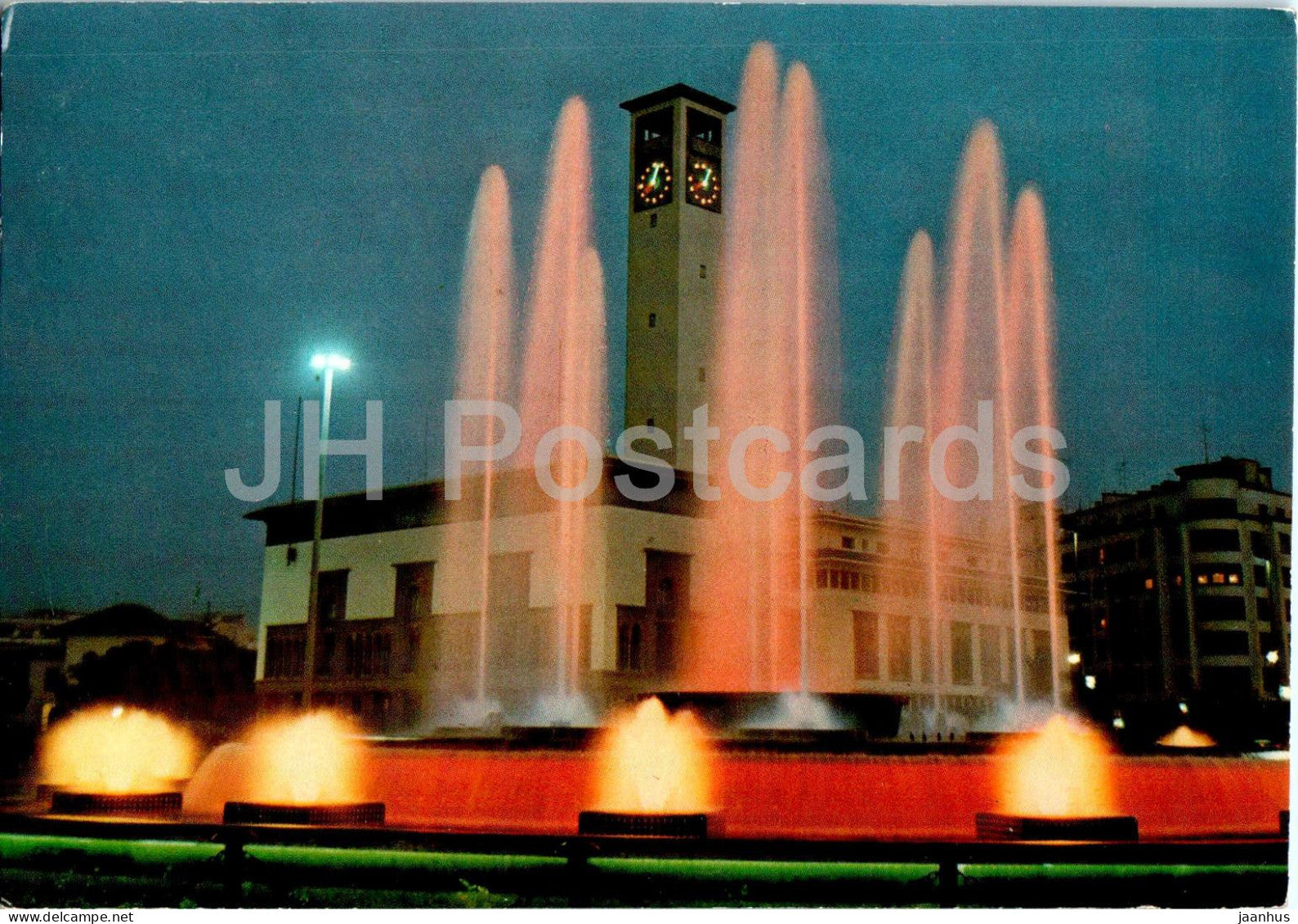 Casablanca - Illuminated Musical Fountain - United Nations Square - 87 - 1985 - Morocco - used - JH Postcards
