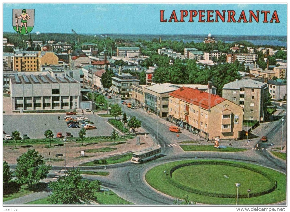 city centre - bus - roundabout - Lappeenranta - Finland - unused - JH Postcards