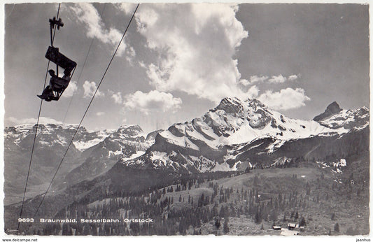 Braunwald - Sesselbahn - Ortstock - cable car - 9693 - Switzerland - 1949 - used - JH Postcards