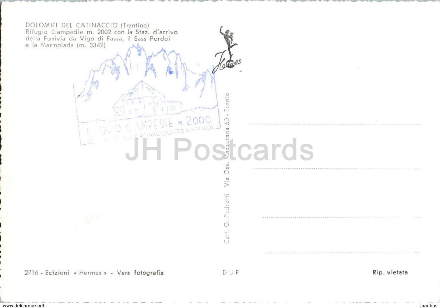 Dolomiti del Catinaccio - Rifugio Ciampedie - Staz - Vigo di Fassa - Sass Pordoi - Marmolada - Italy - unused