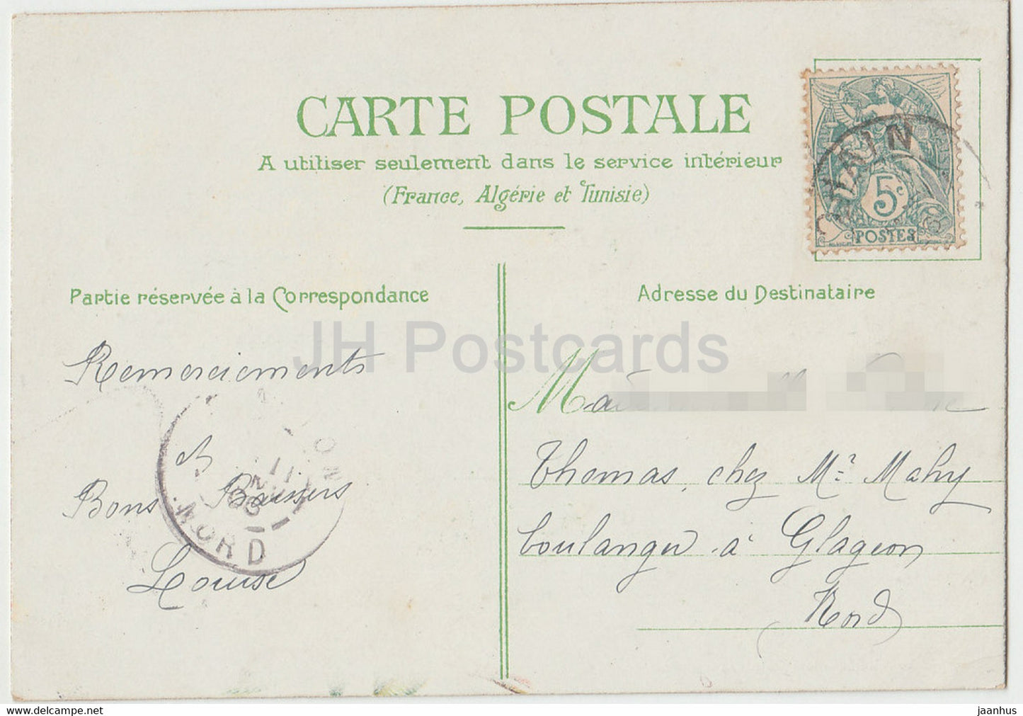 Blumen - Rosen - Illustration - alte Postkarte - 1906 - Frankreich - gebraucht