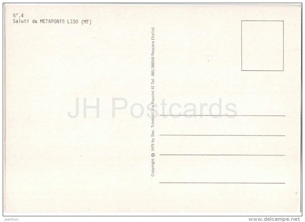 Lido de Metaponto - Matera - No. 4 - Italia - Italy - unused - JH Postcards