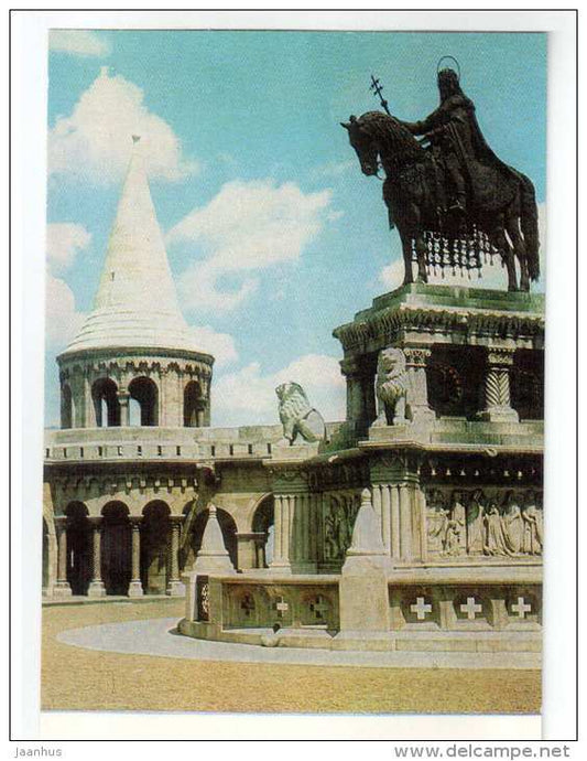 Monument to King Istvan I - horse - Budapest - 1973 - Hungary - unused - JH Postcards