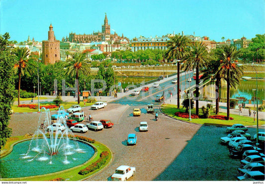 Sevilla - Plaza de Cuba y vista parcial - Cuba square and partial view - 657 - 1995 - Spain - used - JH Postcards